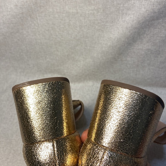 Jcrew Metallic Gold Penny Sandal With Ankle Strap. Size 9 - Picture 9 of 12